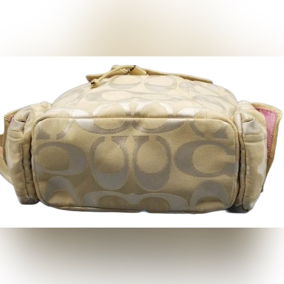 Coach Poppy Signature Sateen Lurex Backpack / Authentic - Picture 3 of 4